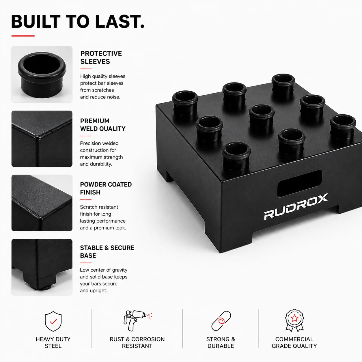RUDROX RDX-BS09 Commercial Olympic Barbell Storage Stand