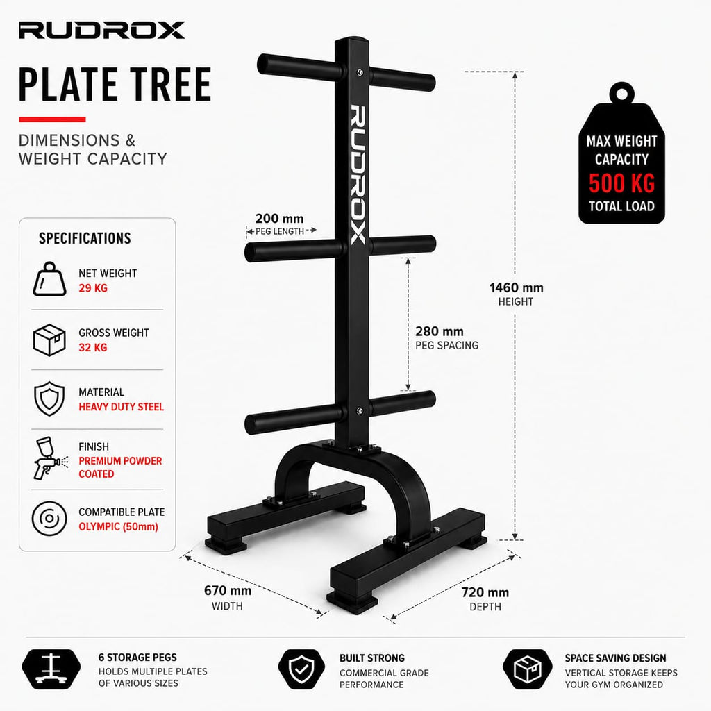 RUDROX Commercial Olympic Plate Tree Storage Rack – RDX-PT500