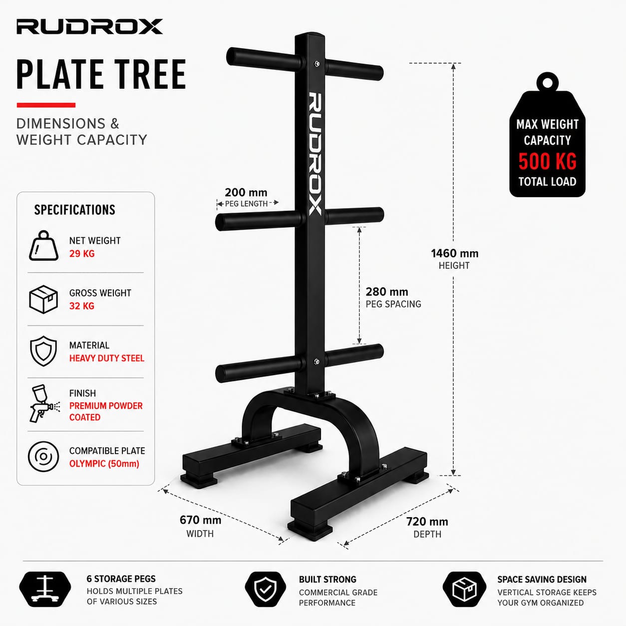 RUDROX Commercial Olympic Plate Tree Storage Rack – RDX-PT500