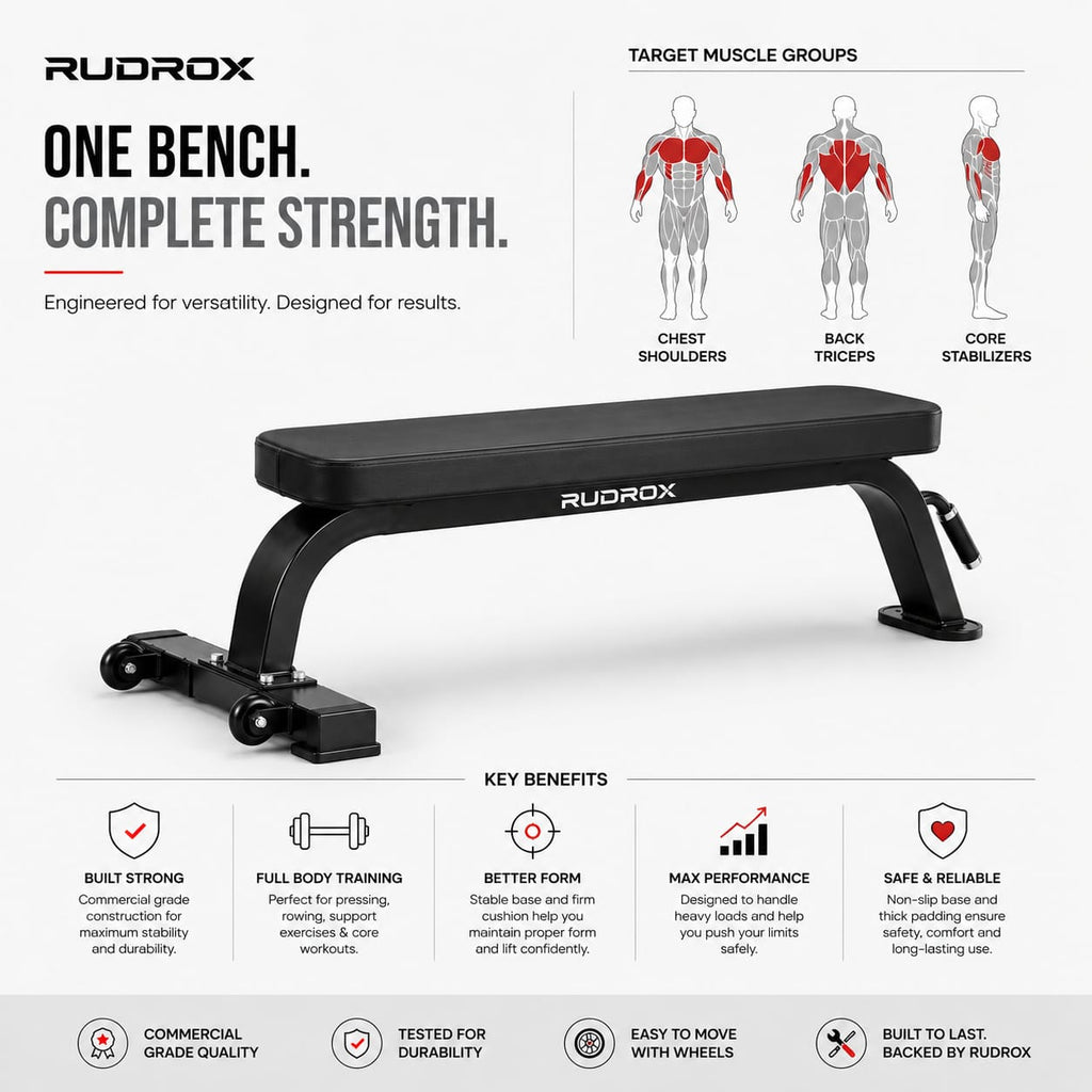 RUDROX RDX-FB450 Commercial Flat Weight Bench