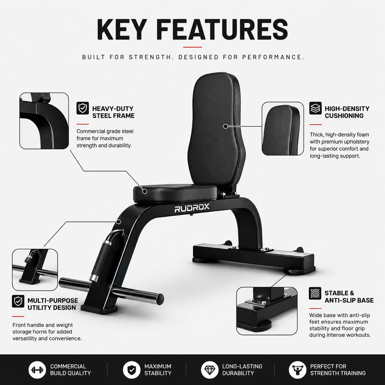 RUDROX RDX-UB400 Commercial Utility Bench