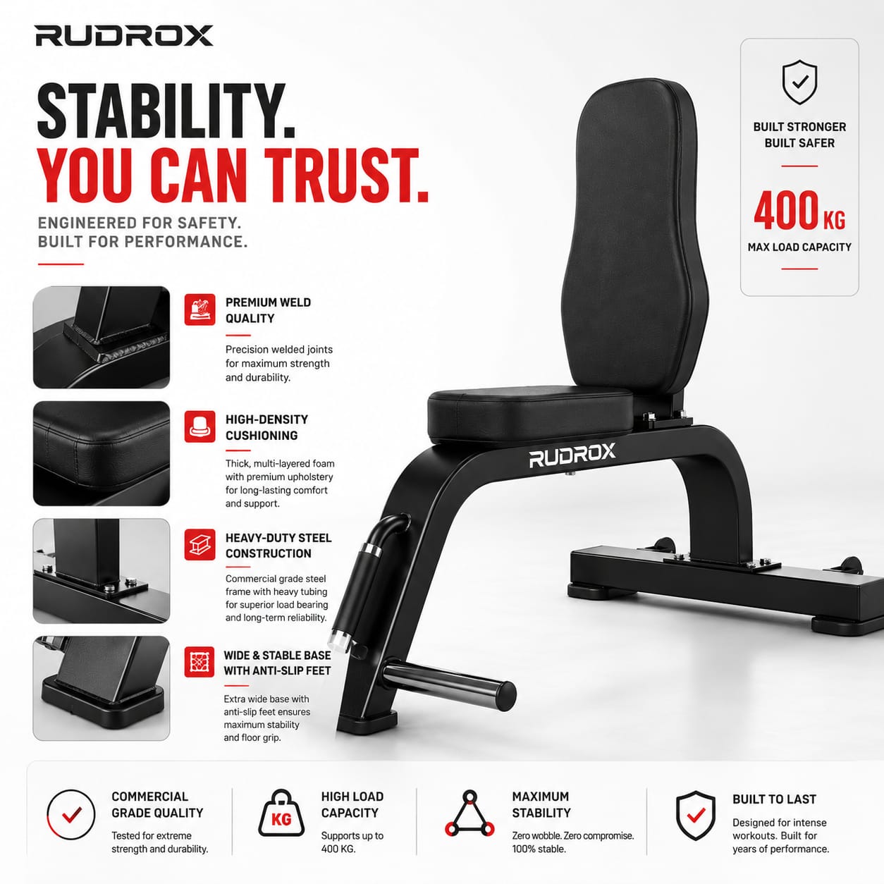 RUDROX RDX-UB400 Commercial Utility Bench