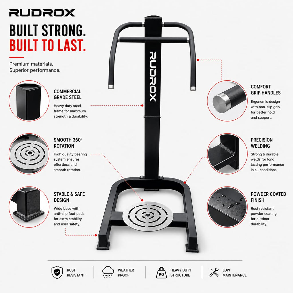RUDROX RDX-ST120 Supercell Single Twister – Heavy Duty Waist Twister & Core Strength Trainer