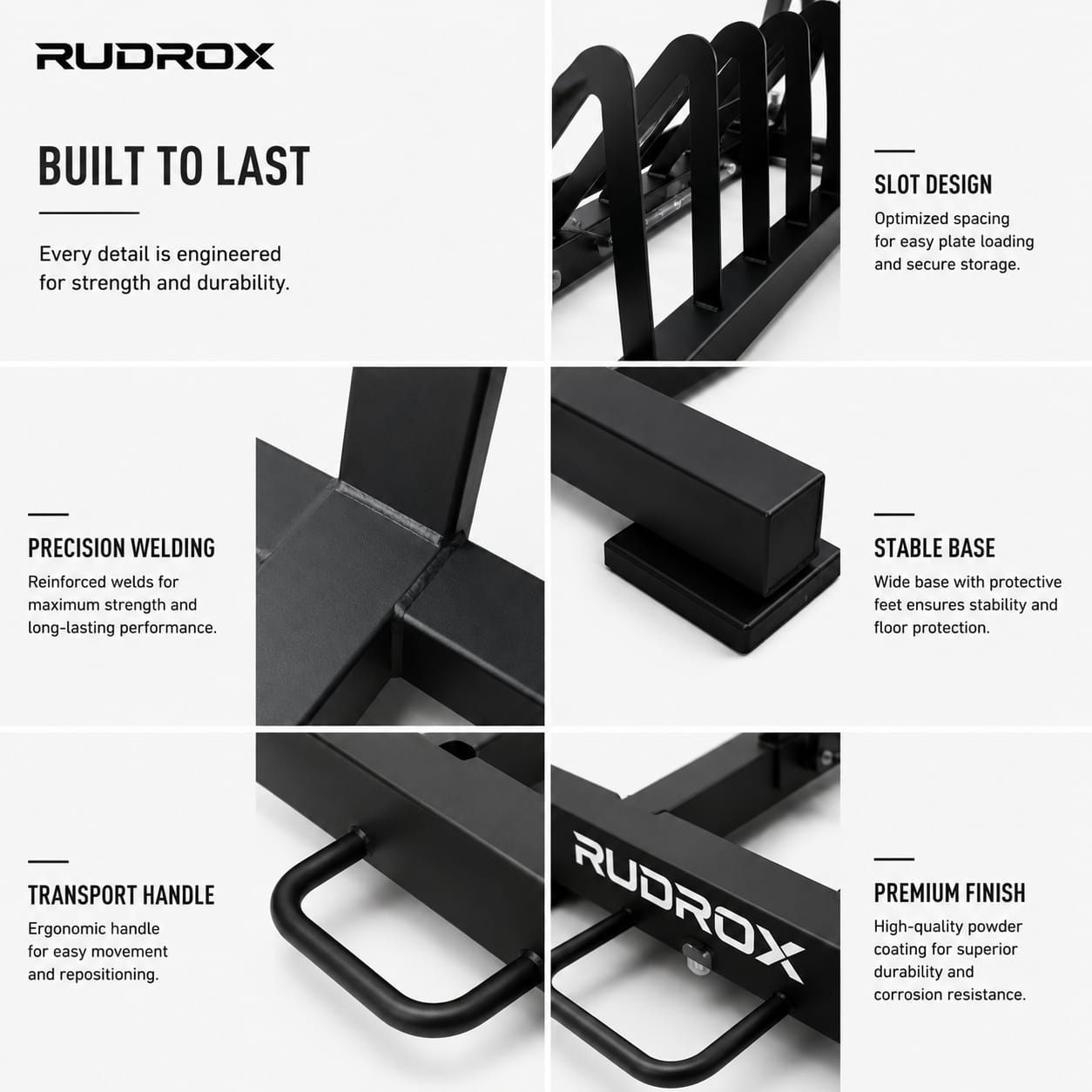RUDROX RDX-PR900 Heavy Duty Olympic Weight Plate Storage Rack