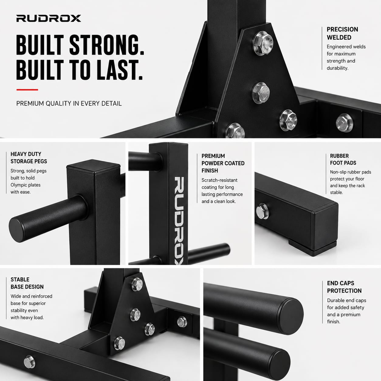 RUDROX RDX-PR300 Heavy Duty Olympic Weight Plate Storage Rack – Vertical Plate Tree Stand for Home & Commercial Gym