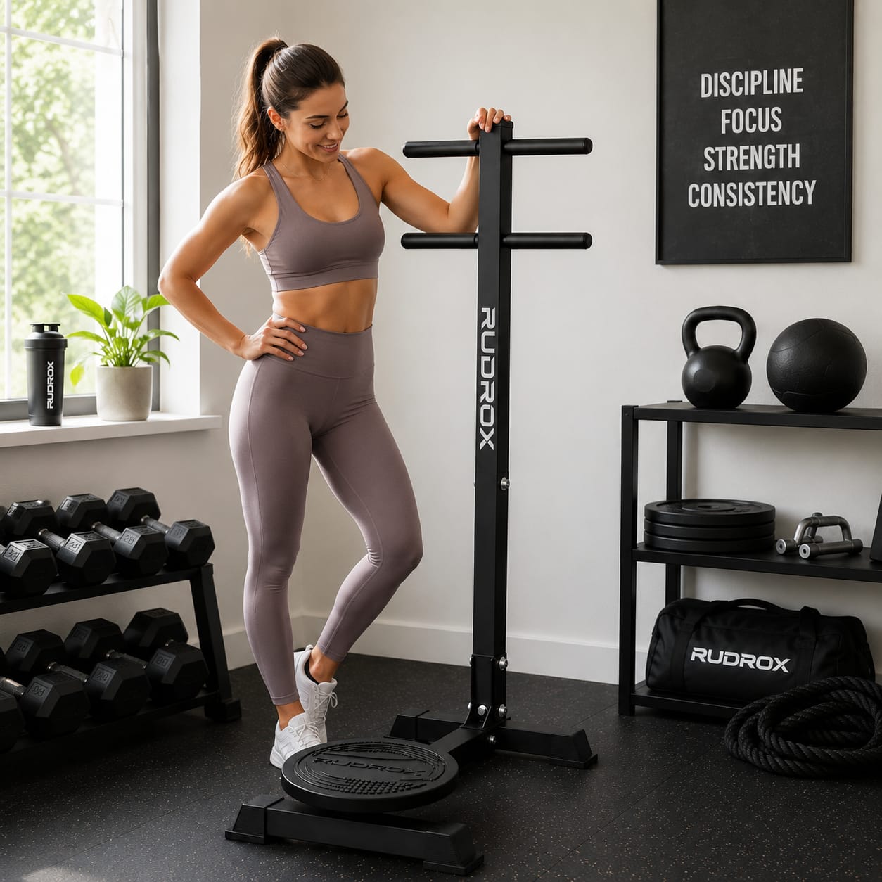 RUDROX RDX-TW360 Premium Waist Twister with Anti-Slip Rotating Disc & Steel Frame
