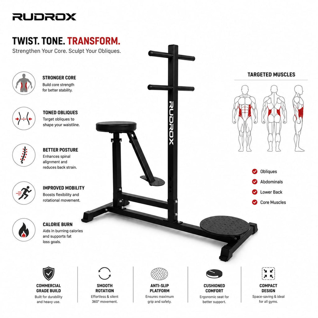 RUDROX RDX-RT360 Heavy Duty Rotary Torso Machine for Core & Oblique Training