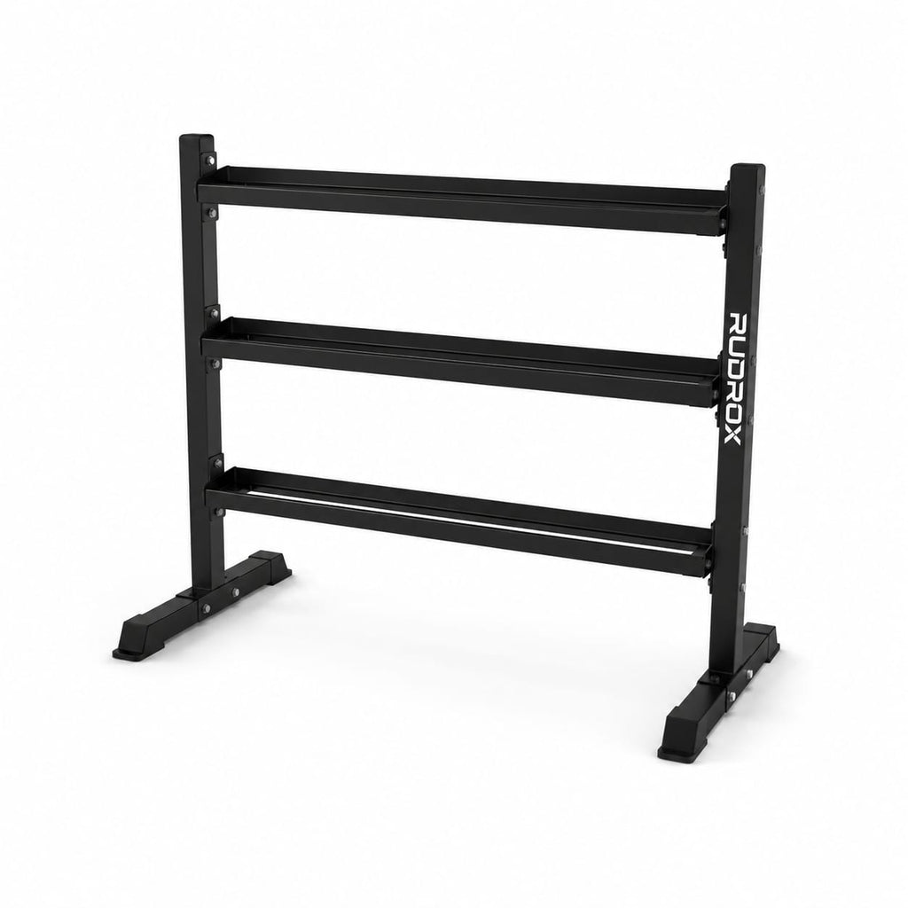 RUDROX RDX-DR300 Heavy Duty 3-Tier Dumbbell Rack | Commercial Gym Weight Storage Stand | 300 KG Capacity