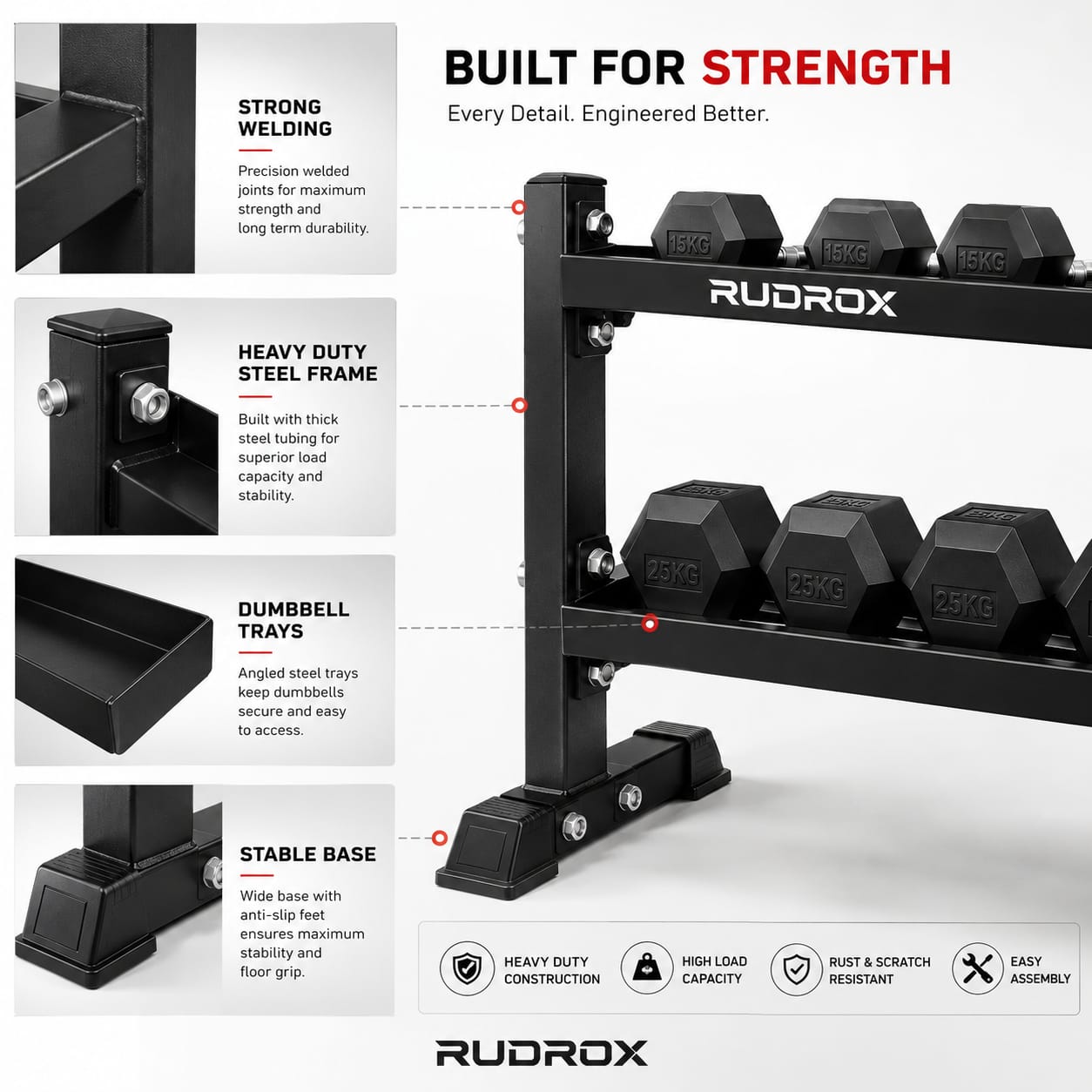 RUDROX RDX-DBR300 Heavy Duty 2-Tier Dumbbell Rack