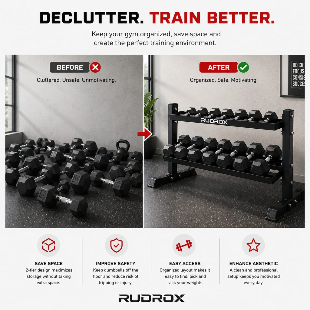 RUDROX RDX-DBR300 Heavy Duty 2-Tier Dumbbell Rack