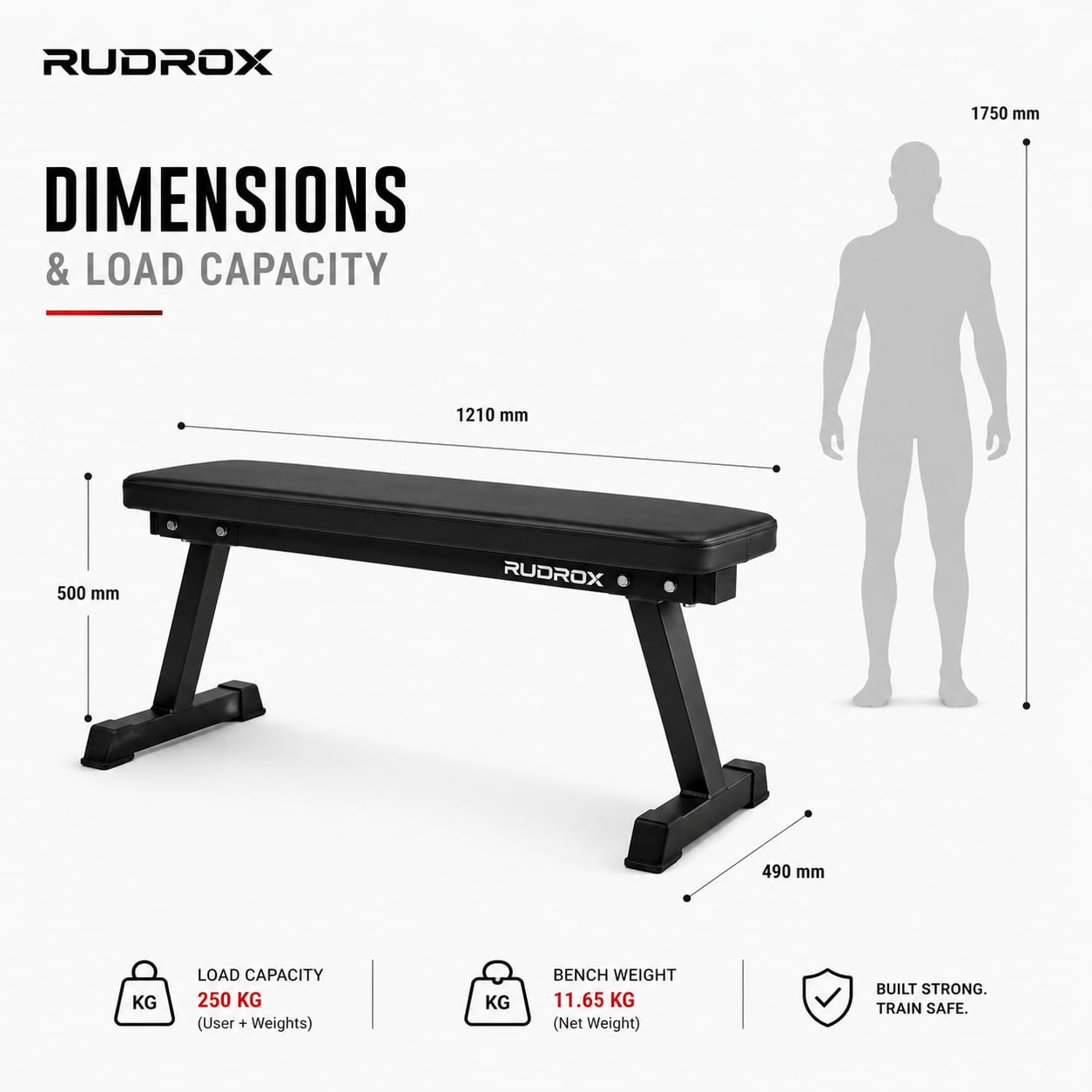 RUDROX RDX-FB250 Heavy Duty Flat Weight Bench