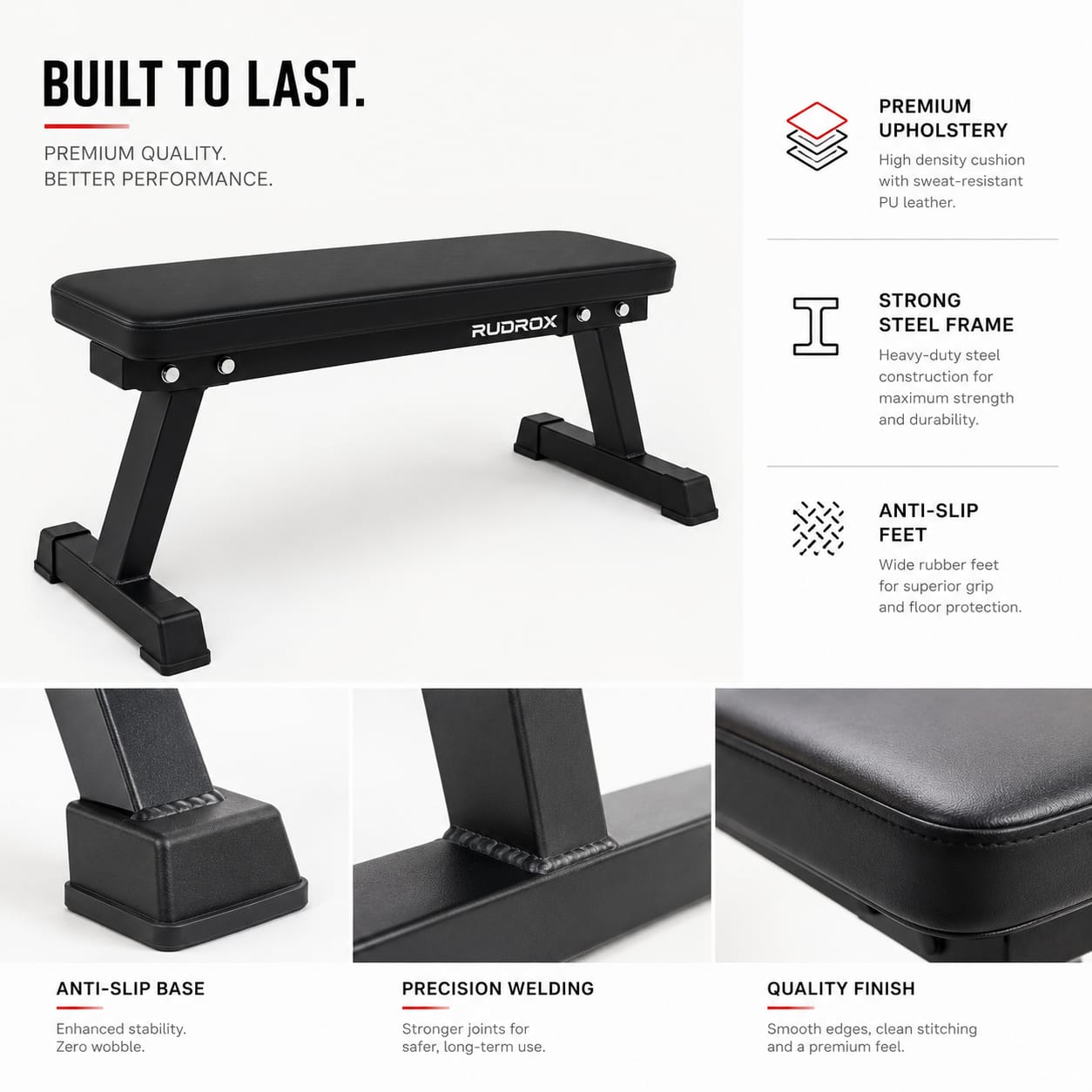 RUDROX RDX-FB250 Heavy Duty Flat Weight Bench