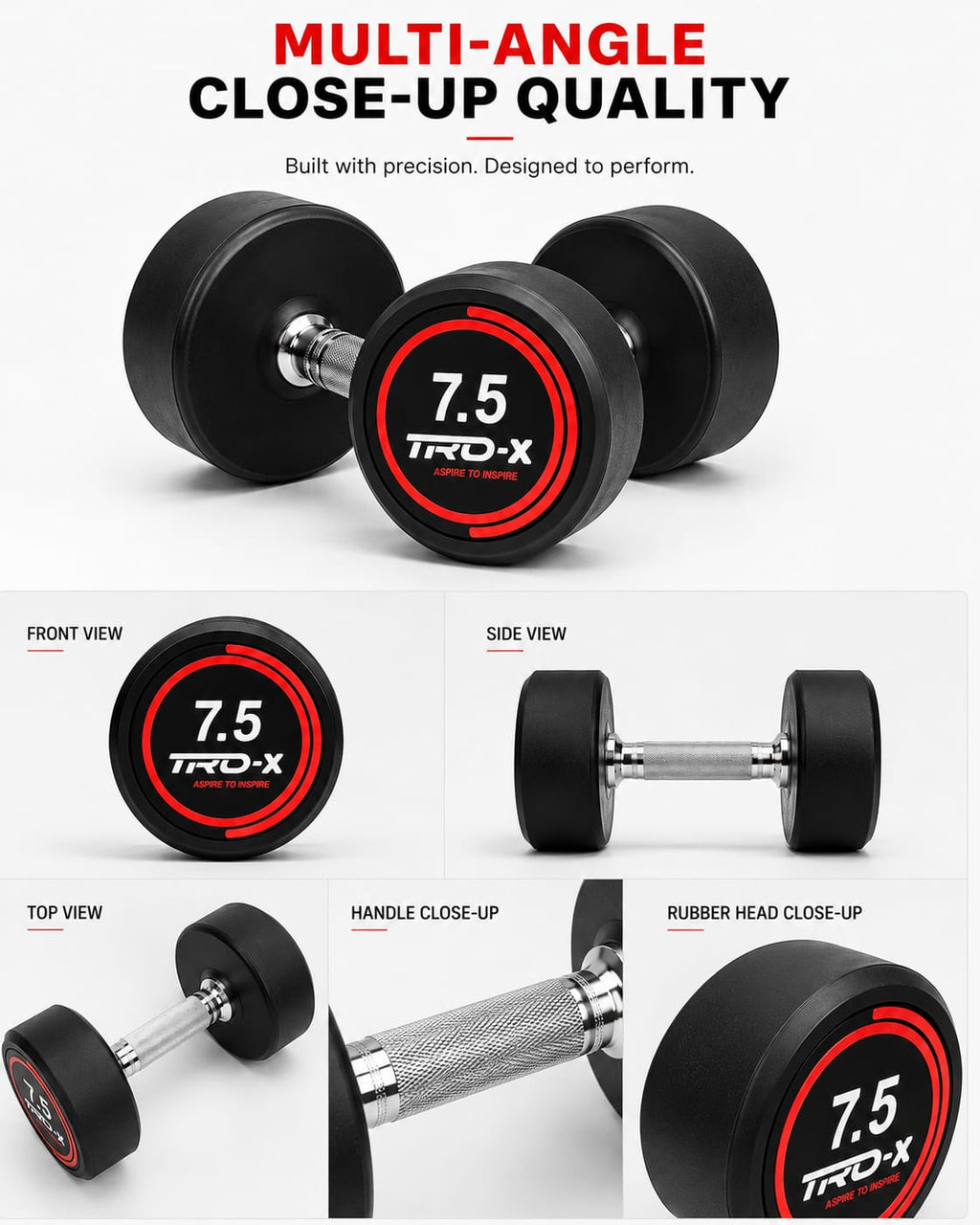 TRD-X Premium Rubber Coated Fixed Dumbbells