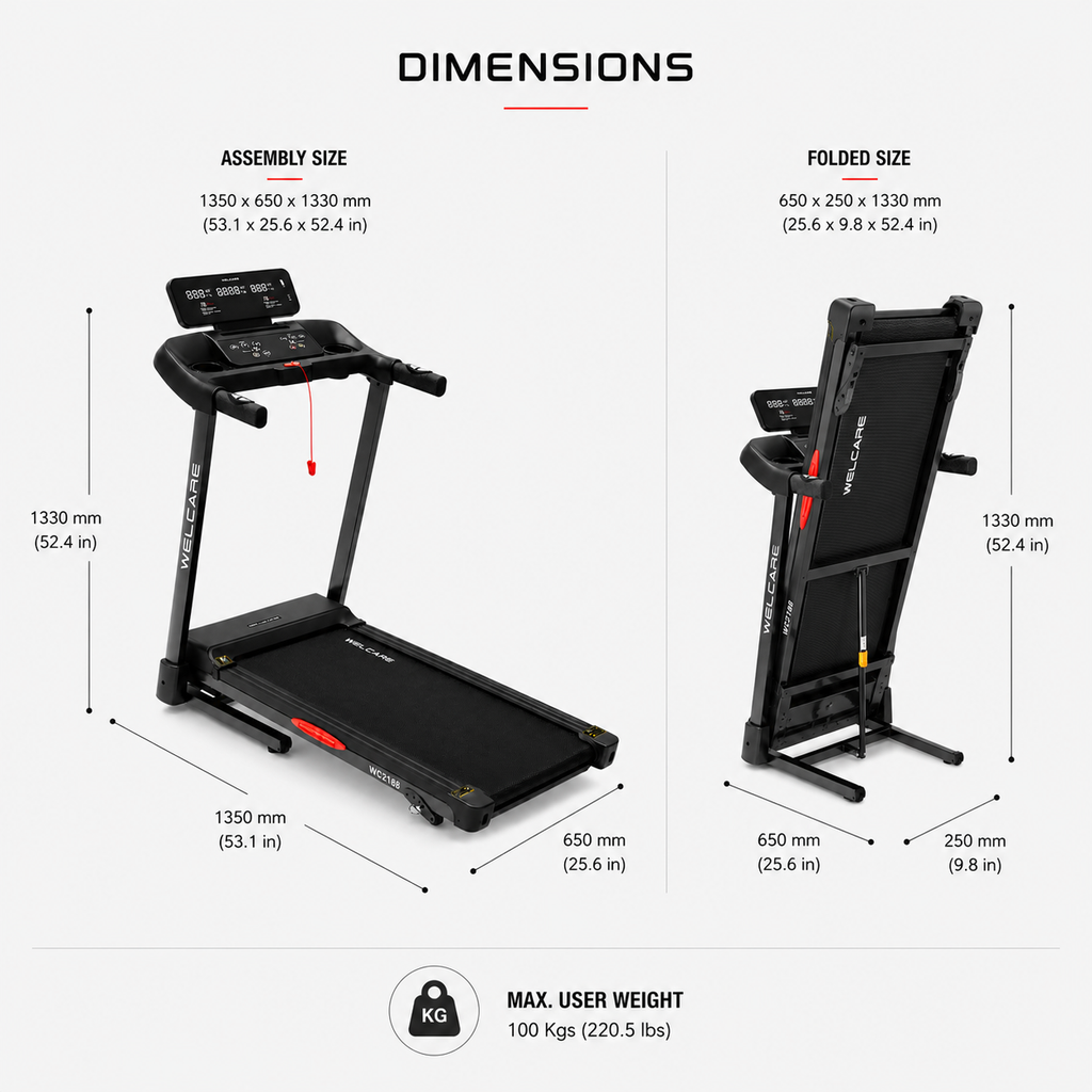 Welcare WC2188 Home Use Treadmill with Multi-Function Display & Smooth Performance