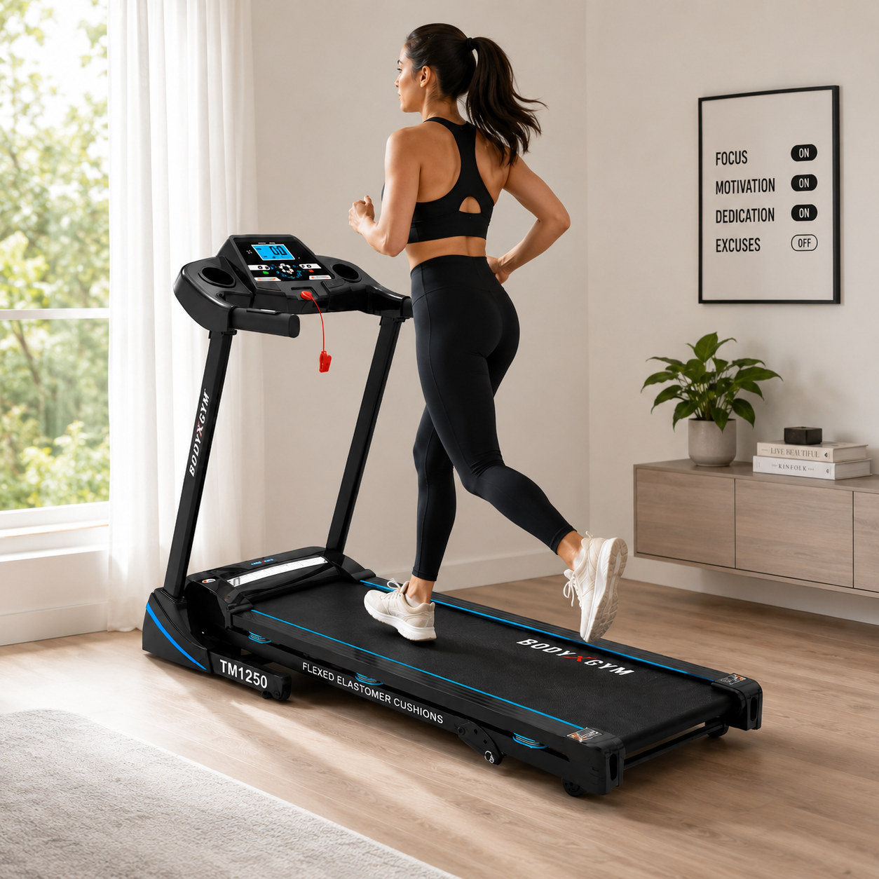 Body Gym TM1250 Motorized Treadmill – 2.5HP Folding Home Fitness Machine with LCD Display