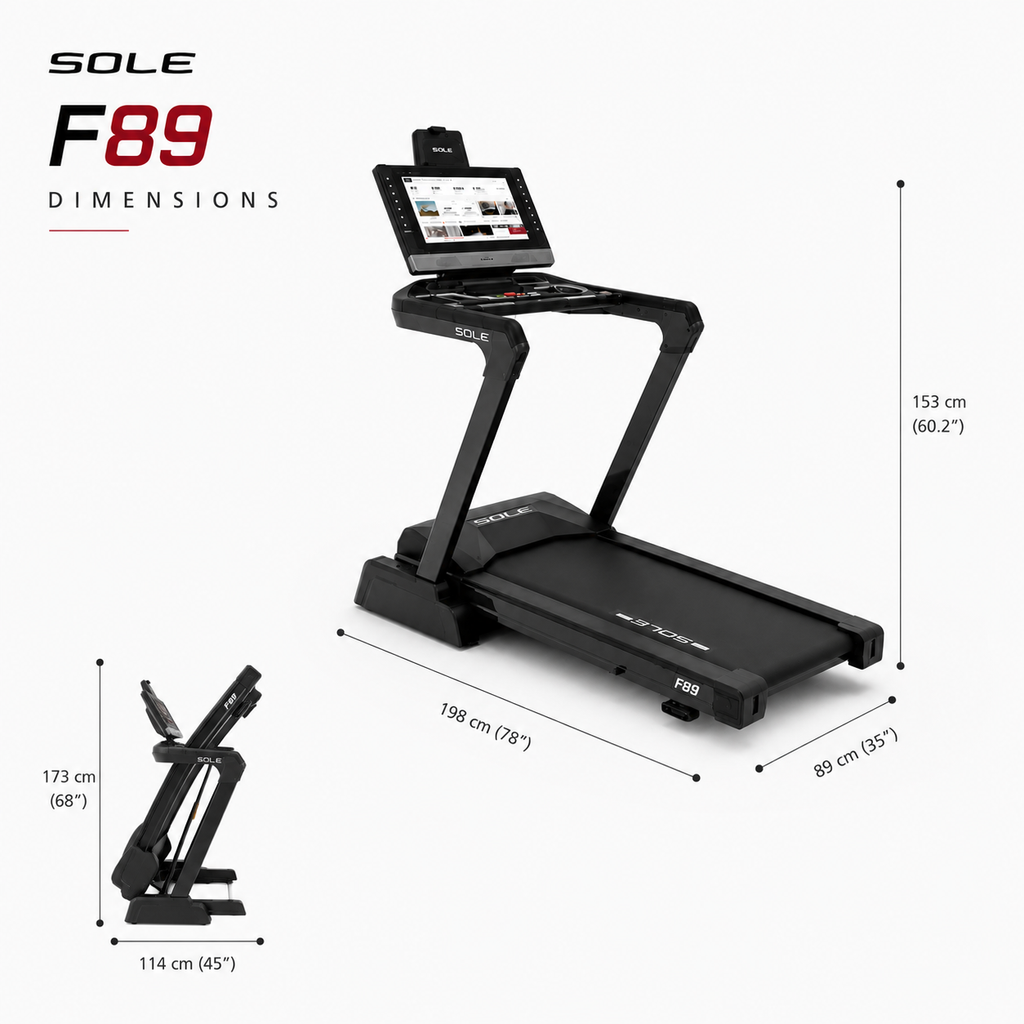 Sole F89 Motorized Treadmill – 4.0HP Motor, 21.5” Touchscreen, Incline/Decline Smart Fitness Machine