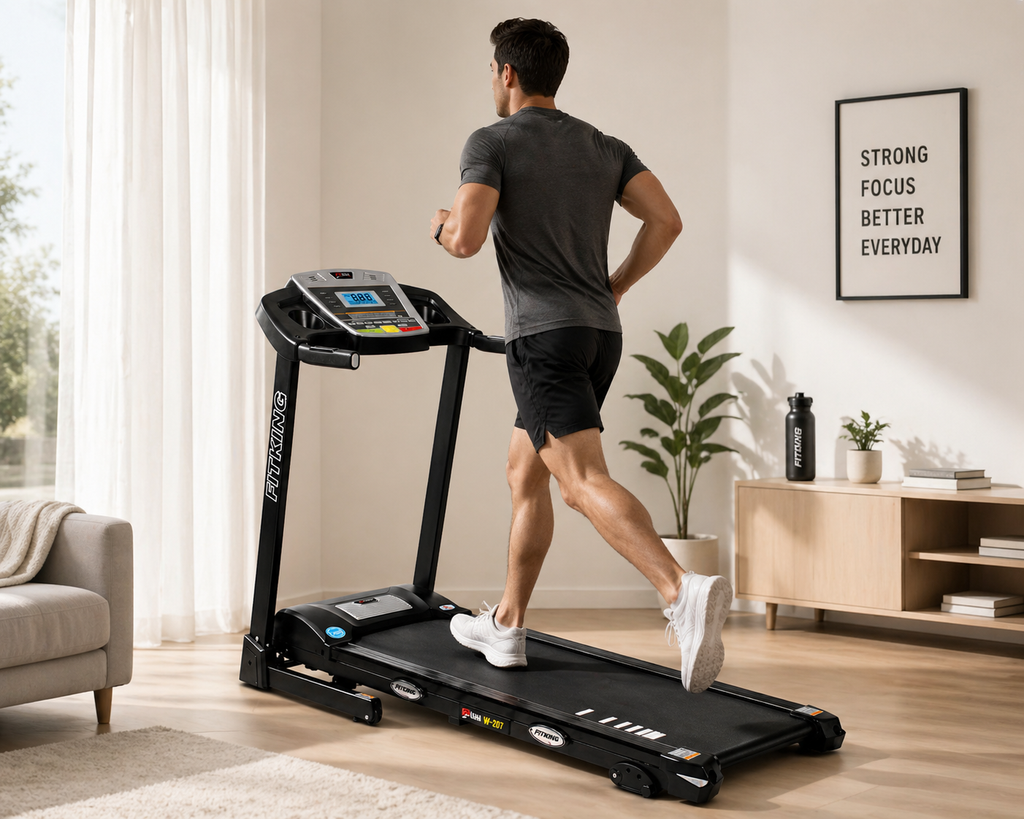 FITKING W-207 Motorized Treadmill (2.0 HP, 14 km/h, LCD Display, Foldable, Home Use)