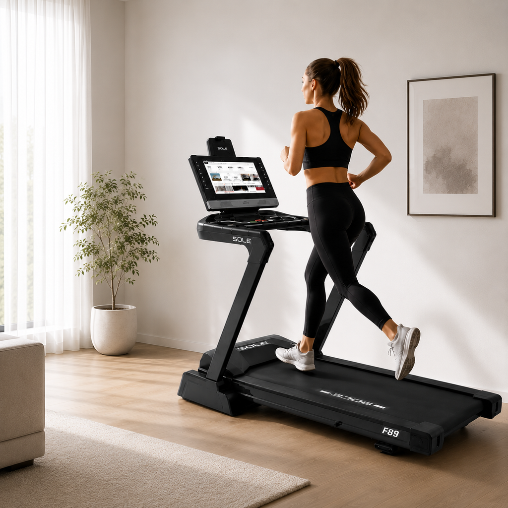 Sole F89 Motorized Treadmill – 4.0HP Motor, 21.5” Touchscreen, Incline/Decline Smart Fitness Machine