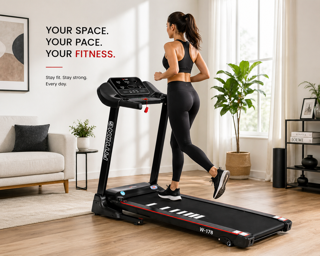FITKING W-178 Motorized Treadmill (2.0 HP, 12 km/h, Foldable, Incline, Home Use)