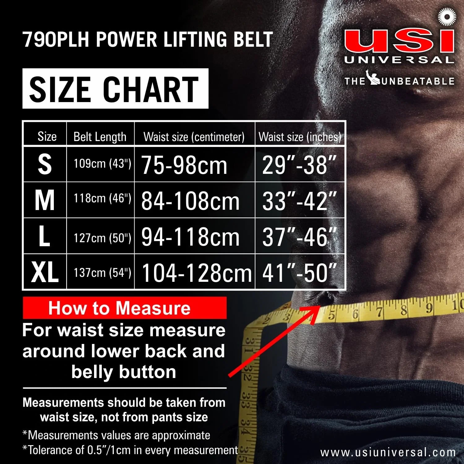 USI 790PL Light Power Lifting Belt – Professional Weightlifting Support Belt