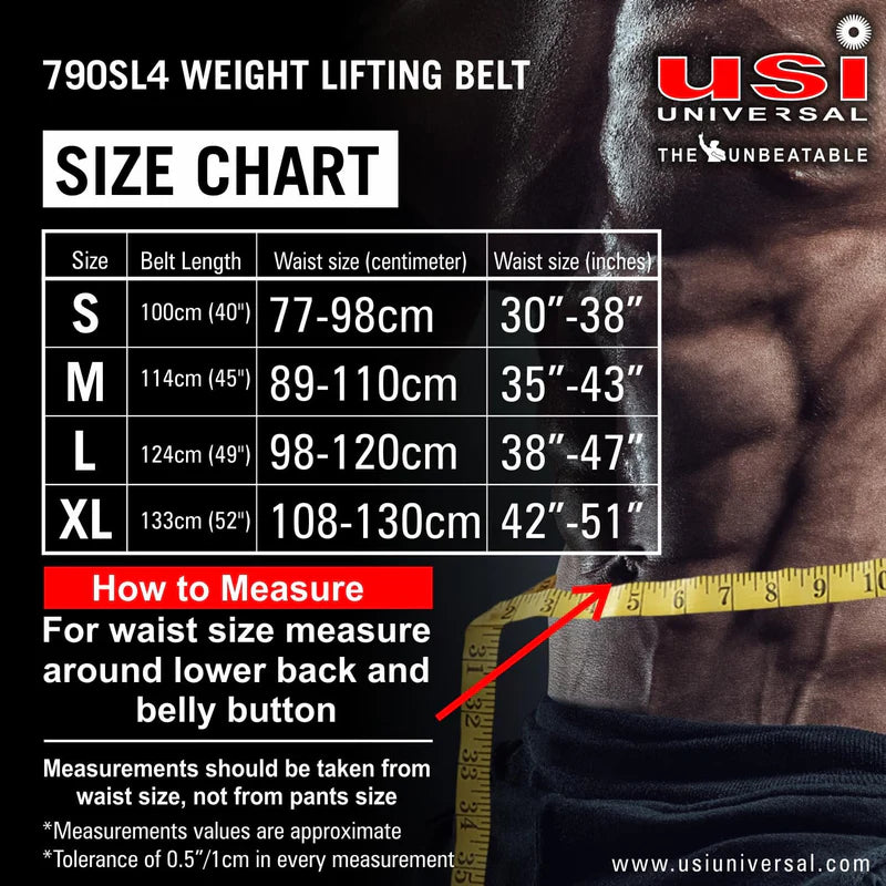USI 790SL6 Weight Lifting Belt – Professional Leather Gym Support Belt